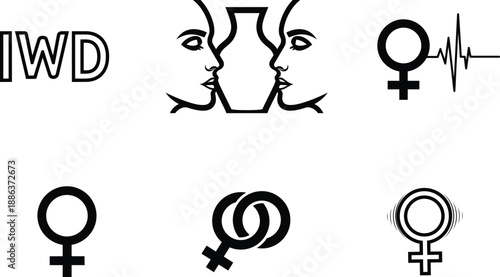 International Womens Day symbols and icons for awareness and celebration