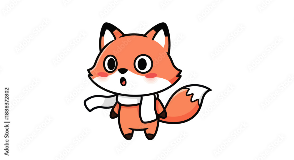 Obraz premium Cartoon fox character with scarf