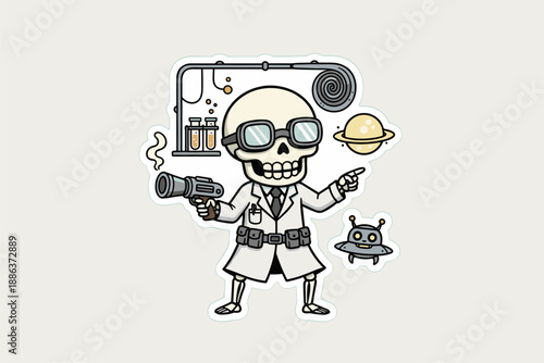 cute cartoon skull illustration vector