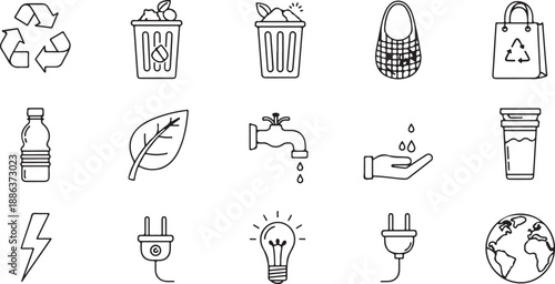 Eco friendly living sustainable icons and symbols for conservation and recycling