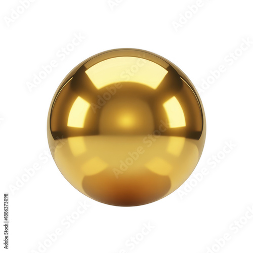 Shiny Gold Sphere with Reflections isolated on a transparent background
