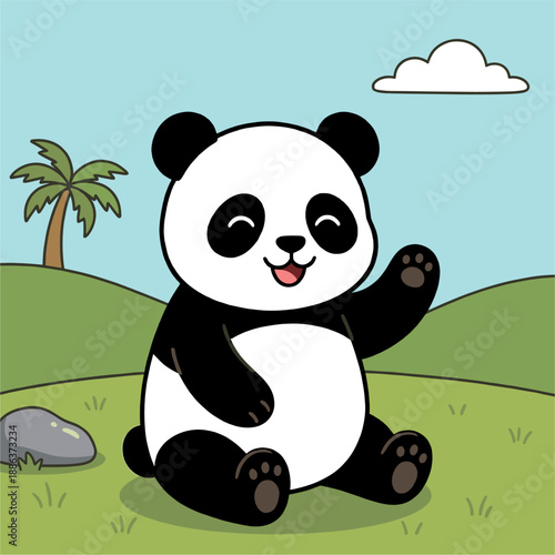 Panda cartoon ilustration vector