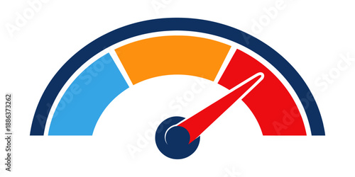 Graphic illustration of a speedometer icon depicting high level measurement for business performance