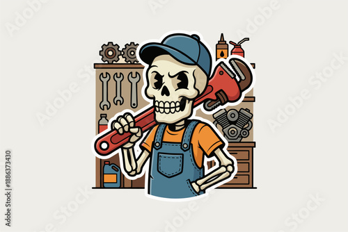 cute cartoon skull illustration vector