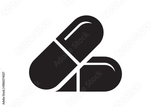 Pills Icon, Editable Solid Vector Illustration