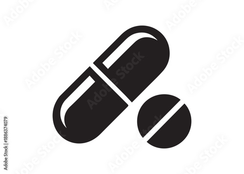 Pills Icon, Editable Solid Vector Illustration