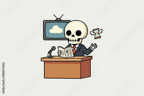 cute cartoon skull illustration vector