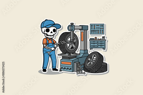 cute cartoon skull illustration vector