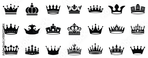 Crown icon set. Royal crown symbol collection. Illustration vector simple crown icon collection .