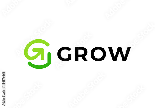abstract letter G with arrow growth logo design