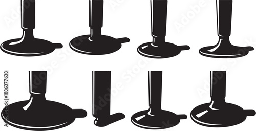 Black and white valve icons in various orientations displayed