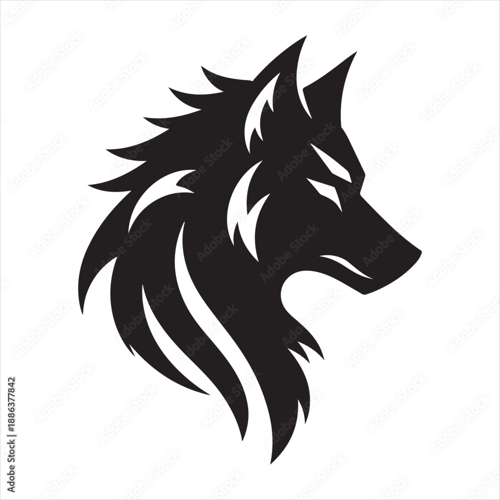 Obraz premium Werewolf vector silhouette line art logo design concept illustration
