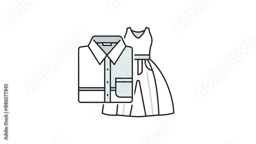 Fashion Design Sketch of a Shirt and Dress.