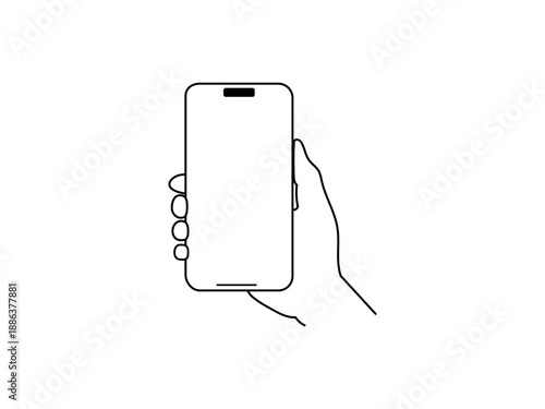 A線画　スマホを持った手