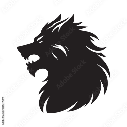  Werewolf vector silhouette line art logo design concept illustration