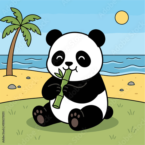 Panda cartoon ilustration vector