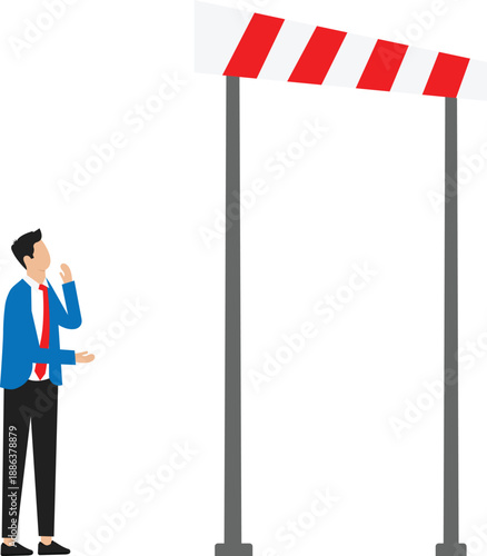  Business barrier and obstacle or difficulty, road block or career struggle, trouble or problem to be solved, prohibited or dead end concept
