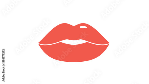 Coral Lips Icon - Vector Illustration