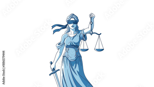 Lady Justice with Scales and Sword, Blindfolded, Symbol of Law and Justice