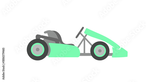 Mint Green Go Kart Side View Isolated on White Background