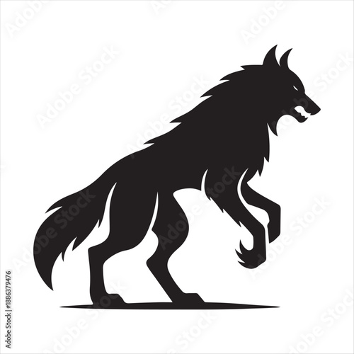  Werewolf vector silhouette line art logo design concept illustration