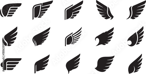 Collection of various wing silhouettes in different styles and positions