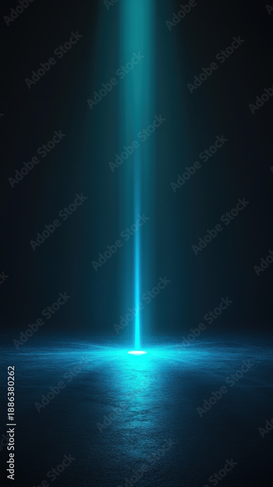 Obraz premium Bright Neon Blue Light Beam Emerging from Darkness