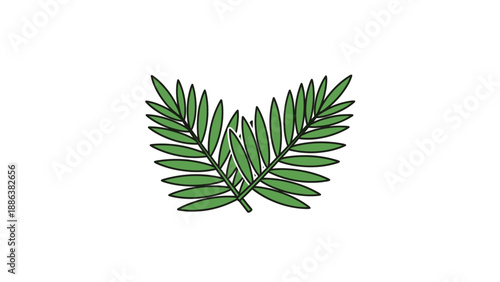 Green Leafy Branch Illustration Isolated.