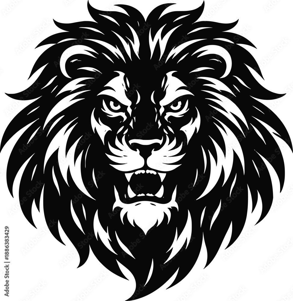 Fototapeta premium lion head black silhouette illustration
