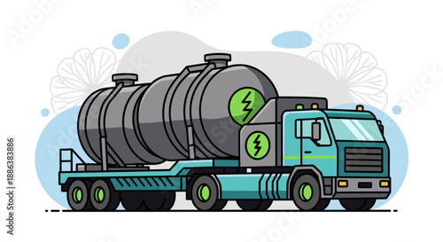 Electric Tanker Truck Illustration for Sustainable Transport.
