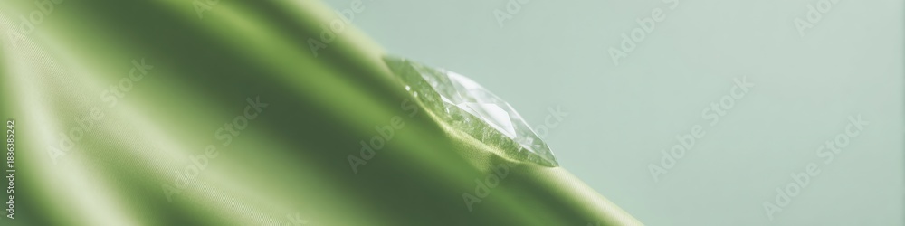 Fototapeta premium Abstract green flowing texture with soft glowing gradient curves and grain texture for banner background, featuring emerald and mint tones for a fresh aesthetic design