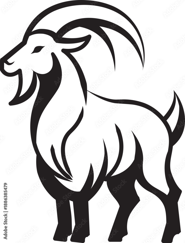 Fototapeta premium Modern Goat Illustration Collection in Line Style