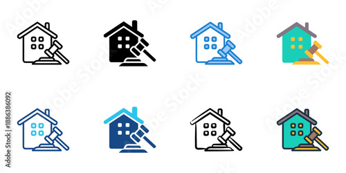 Real Estate Law icons set multiple style collection. Editable stroke 
