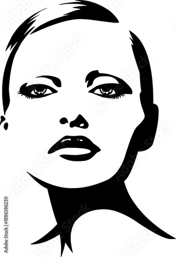 woman face silhouette portrait black and white minimalist beauty fashion vector