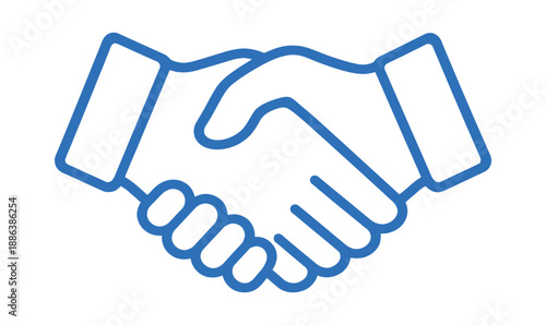 Line art illustration of a handshake depicting agreement for business partnership