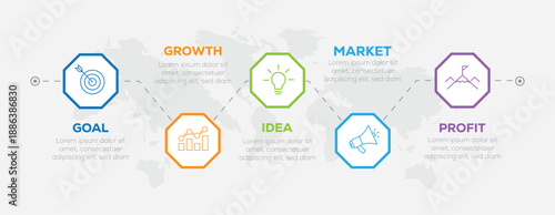Timeline infographic, Business data visualization. Vector infographic template. processes with 5 options, steps or parts. Vector illustration