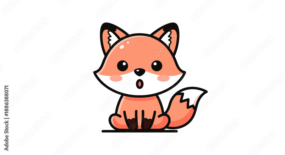 Obraz premium Cartoon fox illustration on white background