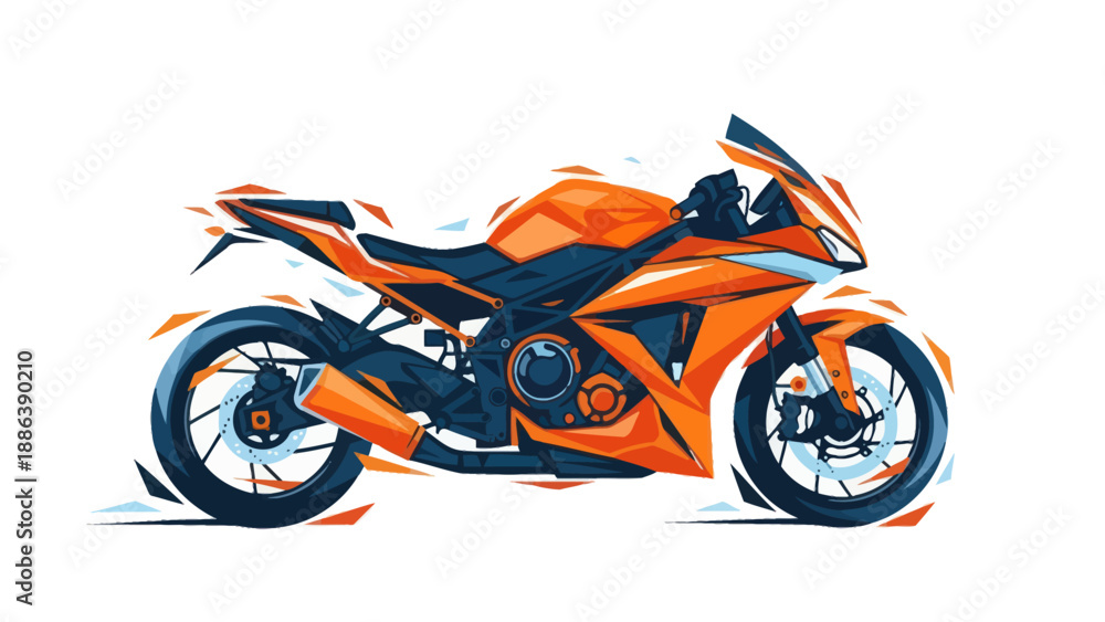 Fototapeta premium Orange Sport Motorcycle Speed Illustration