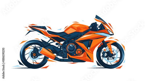 Orange Sport Motorcycle Speed Illustration