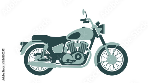 Retro Motorcycle Illustration - Vintage Style Bike, Isolated on White Background
