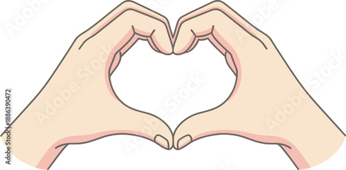 Expressive gesture of human hands forming a universal symbol of love and affection, conveying warmth and care in a simple, heartfelt manner with a positive concept