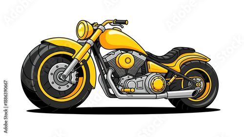 Yellow Pixel Art Chopper Motorcycle