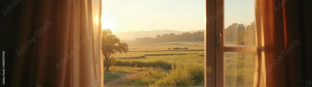 Obraz premium View of a field with a tree and a field of grass