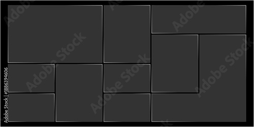 Futuristic transparent glass Bento Grid frames for website landing page. Digital banners UI templates design
