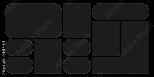 Futuristic transparent glass Bento Grid frames for website landing page. Digital banners UI templates design
