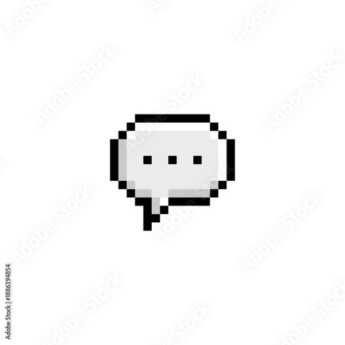 Pixel Speech Bubble with Text Inside. Pixel Art 8 bit Pixelated Speech Bubble, Chat Speech or Dialogue, Speech Cloud.