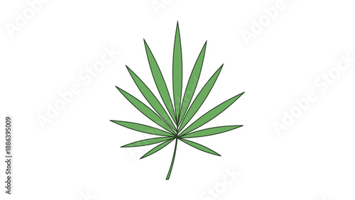 Green Marijuana Leaf Illustration Isolated White.