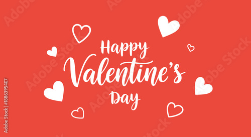 Valentine's Day Greeting with Hearts on Red Background.