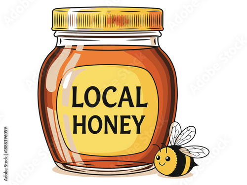 Bright Jar of Local Honey Happy Bees