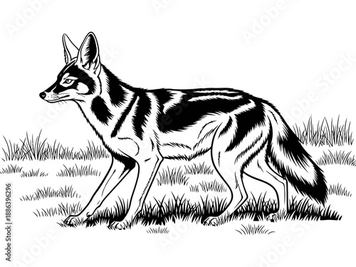  Jackal Grassy Background